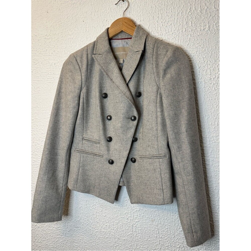 Banana Republic Double-Breasted Gray Wool Blend Women's Blazer